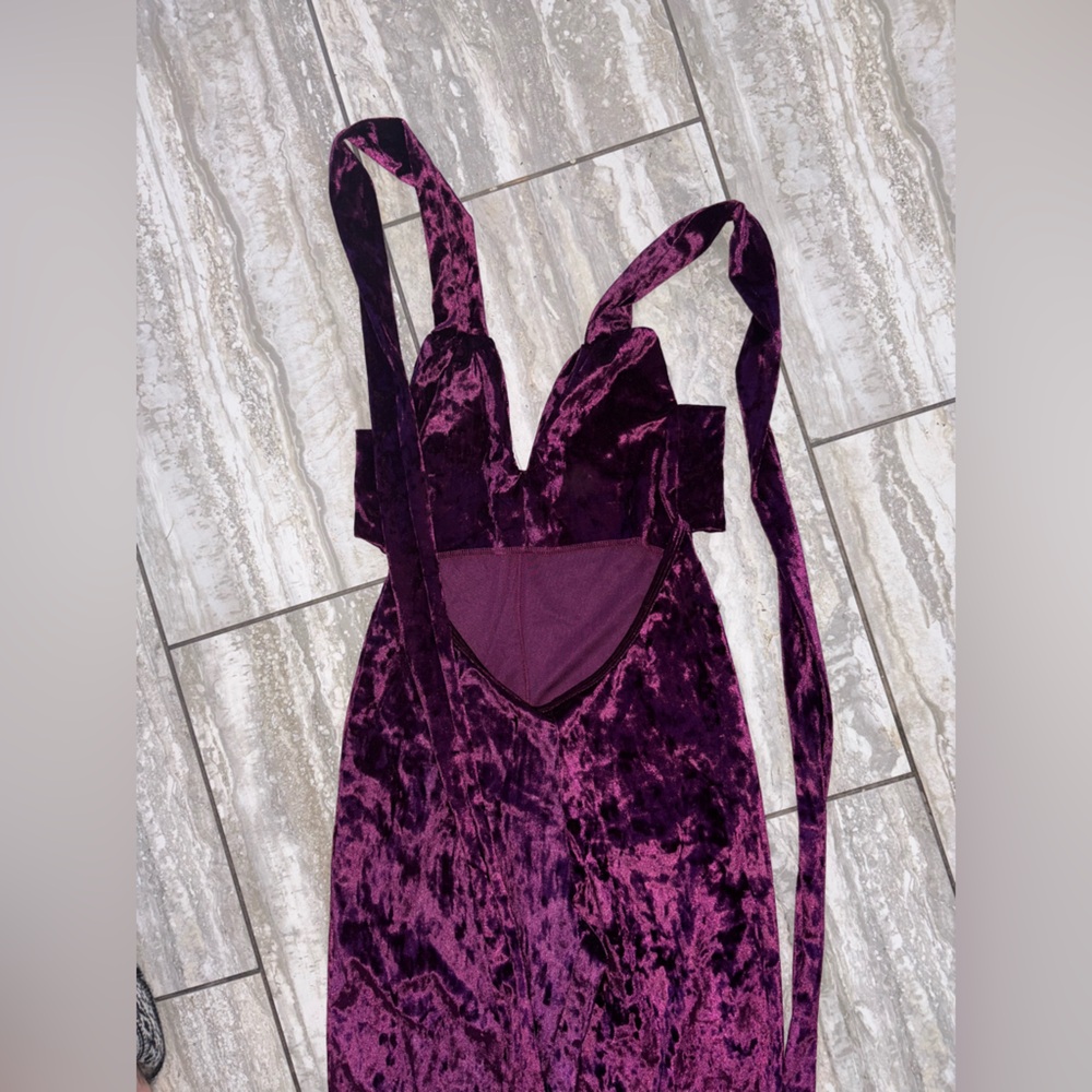 NEW Warrior Within Designs LARGE Women’s Purple Velvet Flare Jumpsuit Onesie - Picture 7 of 10